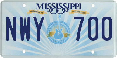 MS license plate NWY700