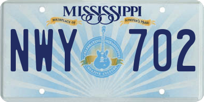 MS license plate NWY702