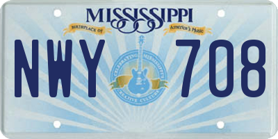MS license plate NWY708