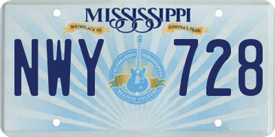 MS license plate NWY728
