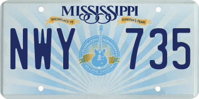MS license plate NWY735