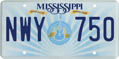 MS license plate NWY750