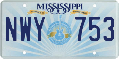 MS license plate NWY753