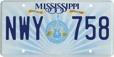 MS license plate NWY758