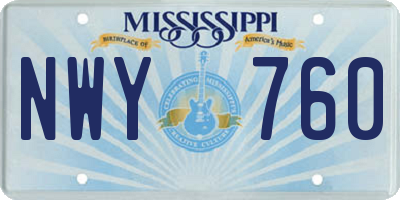 MS license plate NWY760