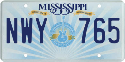 MS license plate NWY765
