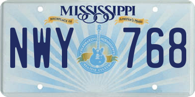 MS license plate NWY768