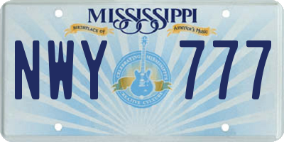 MS license plate NWY777