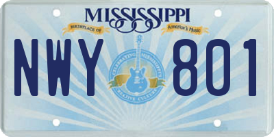 MS license plate NWY801