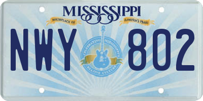 MS license plate NWY802