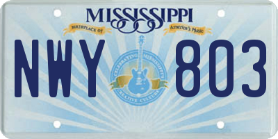 MS license plate NWY803