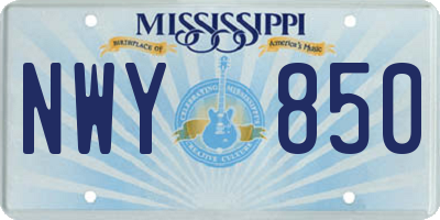 MS license plate NWY850