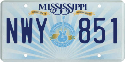 MS license plate NWY851