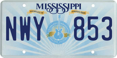 MS license plate NWY853