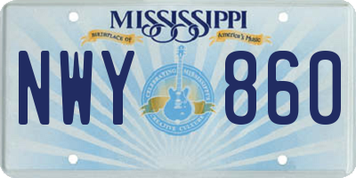 MS license plate NWY860