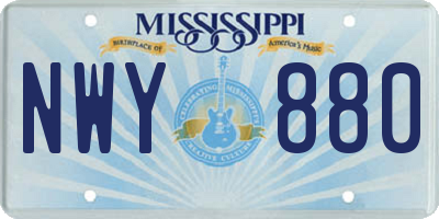 MS license plate NWY880