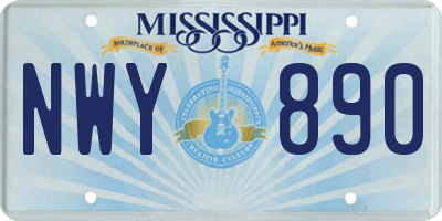 MS license plate NWY890