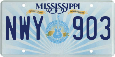 MS license plate NWY903