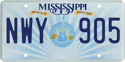MS license plate NWY905