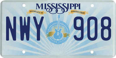 MS license plate NWY908