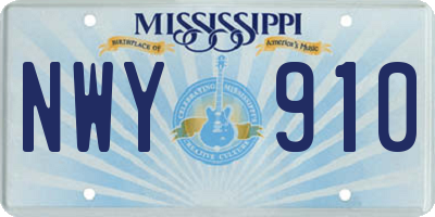 MS license plate NWY910