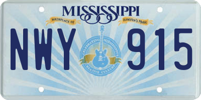MS license plate NWY915
