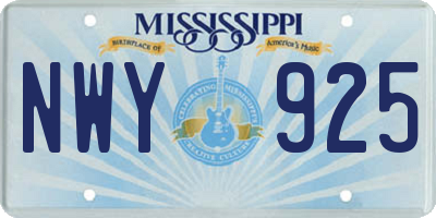 MS license plate NWY925