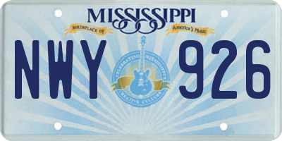 MS license plate NWY926