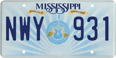 MS license plate NWY931