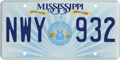 MS license plate NWY932