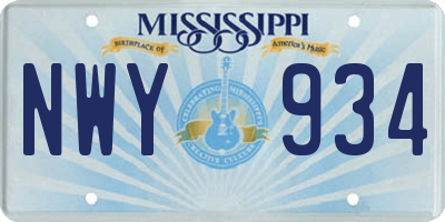 MS license plate NWY934