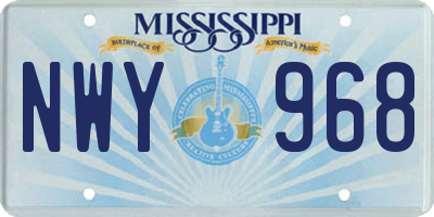 MS license plate NWY968