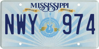 MS license plate NWY974