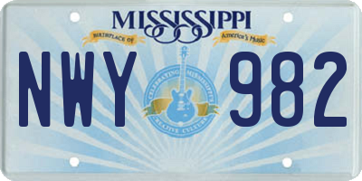 MS license plate NWY982