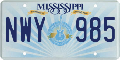 MS license plate NWY985