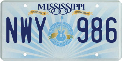 MS license plate NWY986