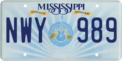 MS license plate NWY989