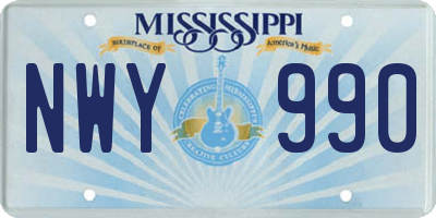 MS license plate NWY990