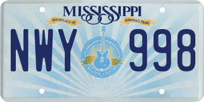 MS license plate NWY998