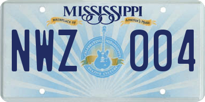 MS license plate NWZ004