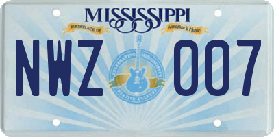 MS license plate NWZ007