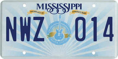 MS license plate NWZ014