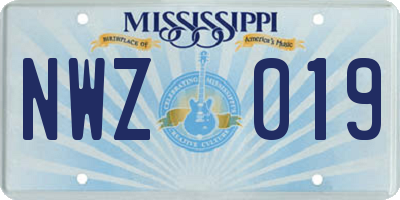 MS license plate NWZ019