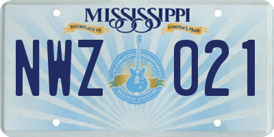MS license plate NWZ021