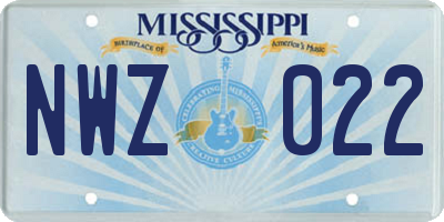 MS license plate NWZ022