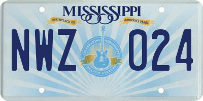 MS license plate NWZ024
