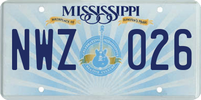 MS license plate NWZ026