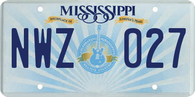 MS license plate NWZ027