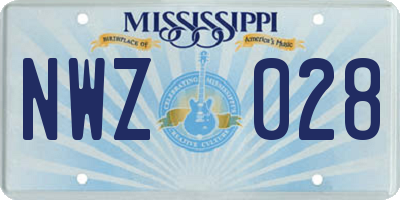 MS license plate NWZ028
