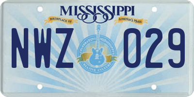 MS license plate NWZ029